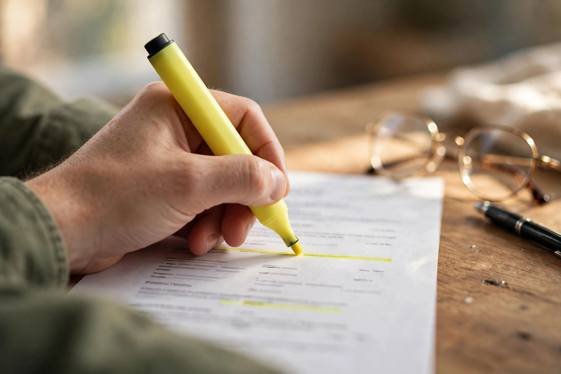 Highlighting key lines on a printed resume